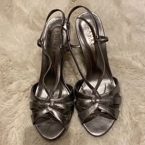 Strappy metallic heels